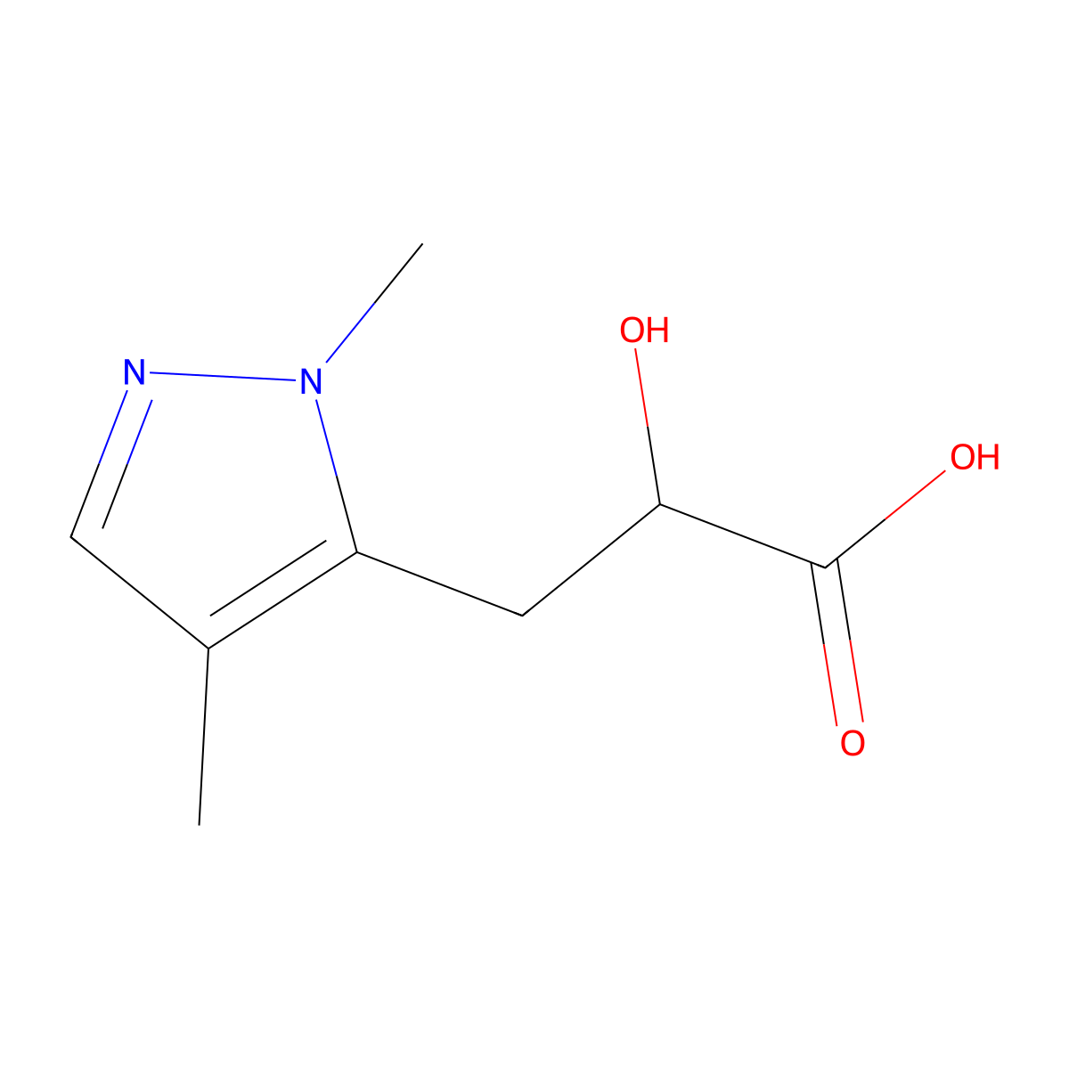 3-(1,4-Dimethyl-1H-pyrazol-5-yl)-2-hydroxypropanoic acid molecular structure, CAS 2060033-81-8