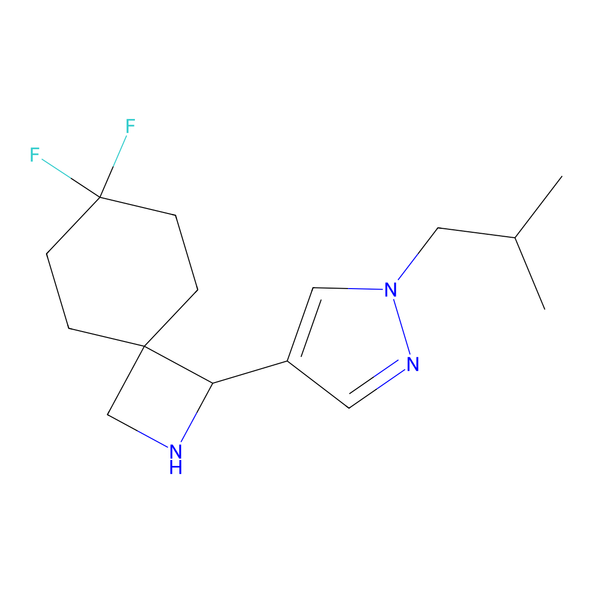 7,7-Difluoro-1-[1-(2-methylpropyl)-1H-pyrazol-4-yl]-2-azaspiro[3.5]nonane molecular structure, CAS 2060033-87-4