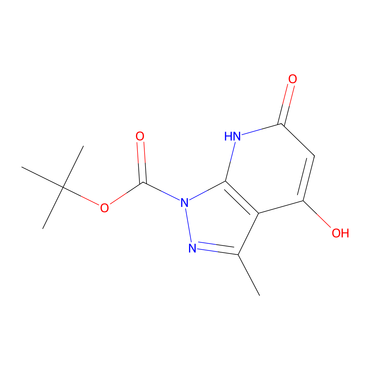 tert-Butyl 4,6-dihydroxy-3-methyl-1H-pyrazolo[3,4-b]pyridine-1-carboxylate molecular structure, CAS 2060033-89-6