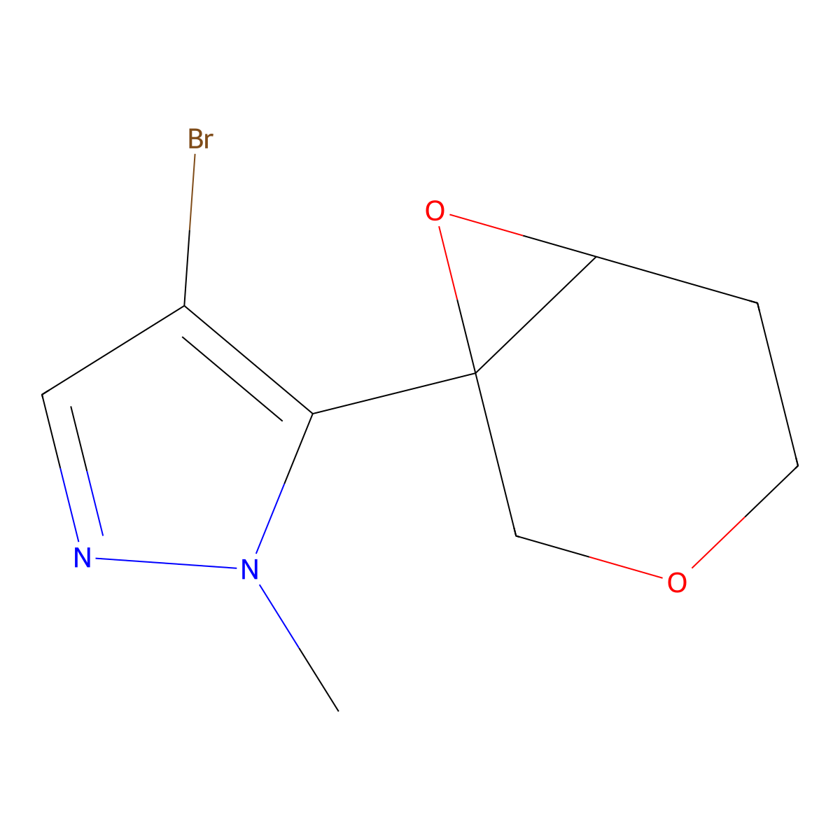 4-Bromo-5-{3,7-dioxabicyclo[4.1.0]heptan-1-yl}-1-methyl-1H-pyrazole molecular structure, CAS 2060033-92-1