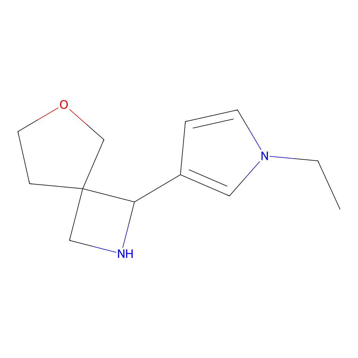1-(1-Ethyl-1H-pyrrol-3-yl)-6-oxa-2-azaspiro[3.4]octane molecular structure, CAS 2060033-98-7