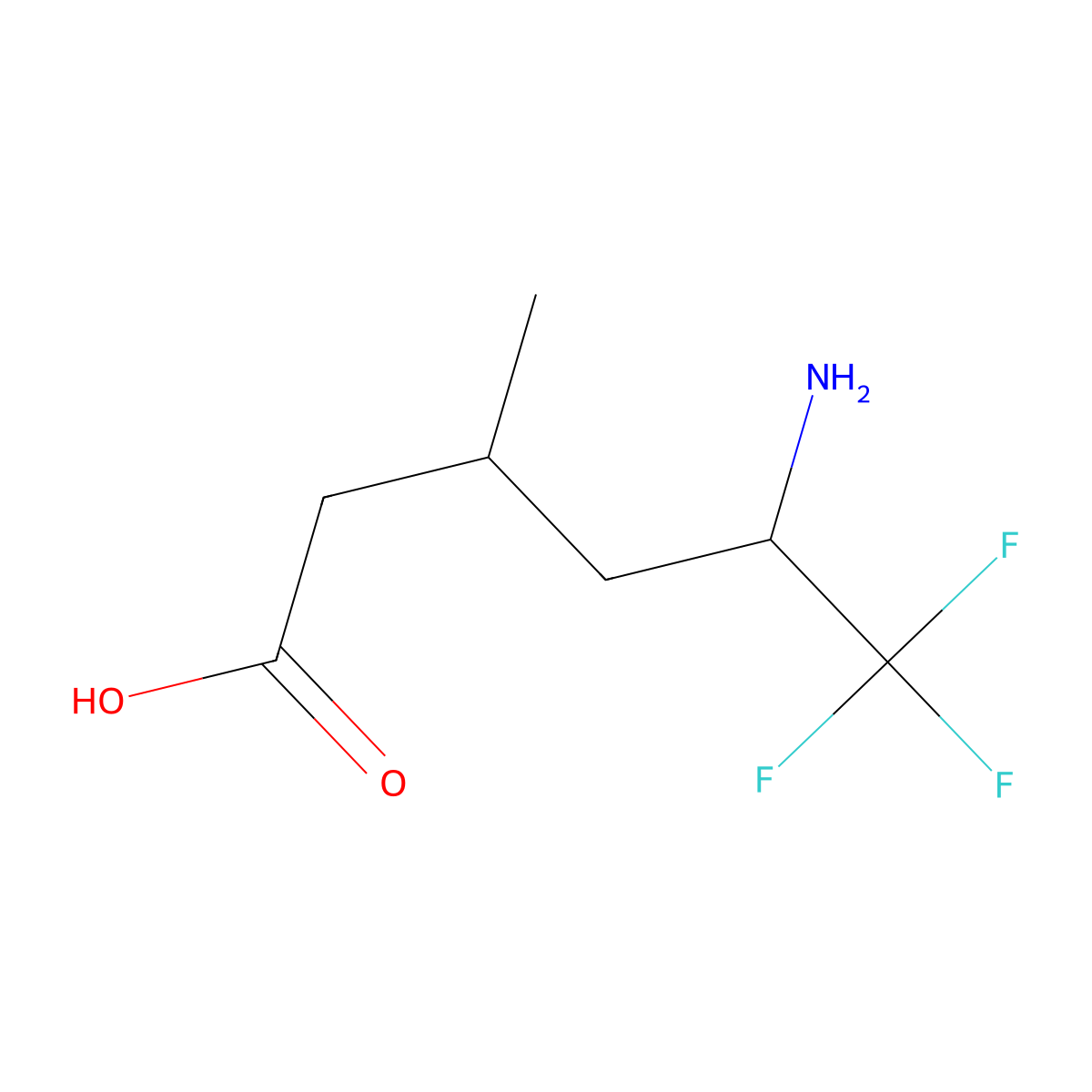 5-Amino-6,6,6-trifluoro-3-methylhexanoic acid molecular structure, CAS 2060033-99-8