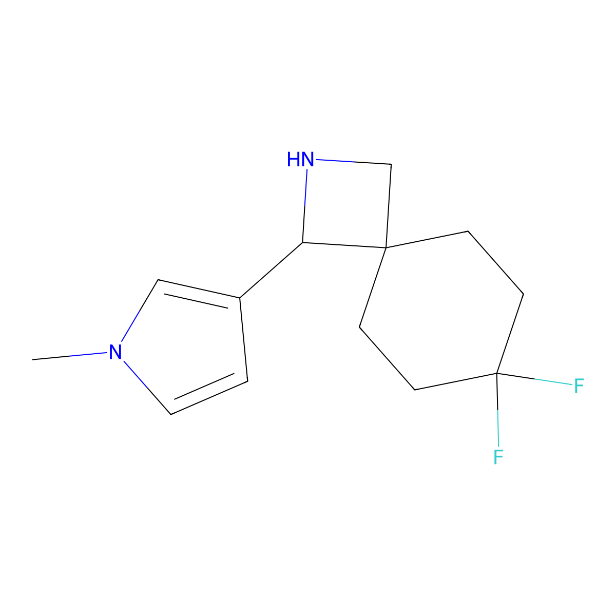 7,7-Difluoro-1-(1-methyl-1H-pyrrol-3-yl)-2-azaspiro[3.5]nonane molecular structure, CAS 2060034-04-8