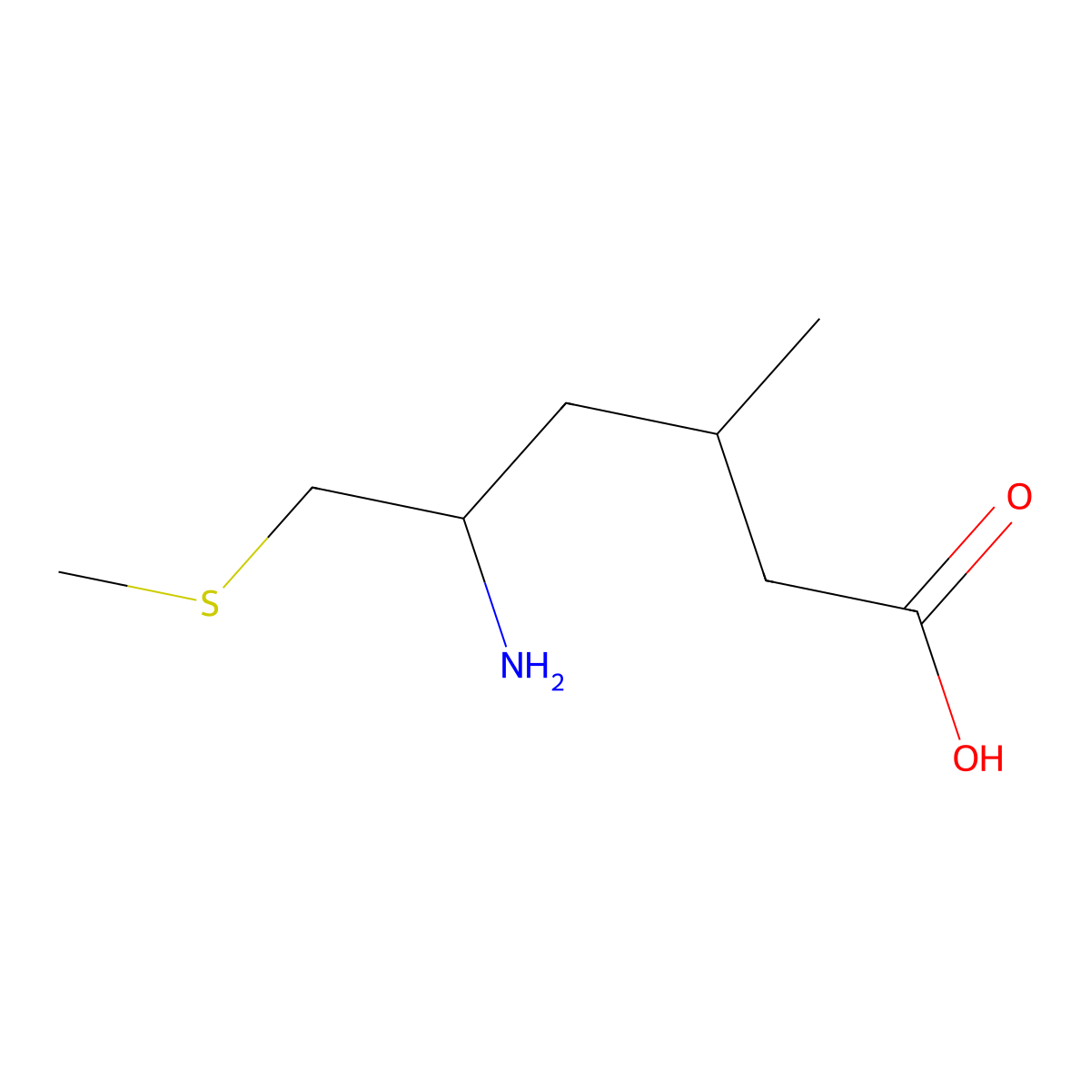 5-Amino-3-methyl-6-(methylsulfanyl)hexanoic acid molecular structure, CAS 2060034-07-1