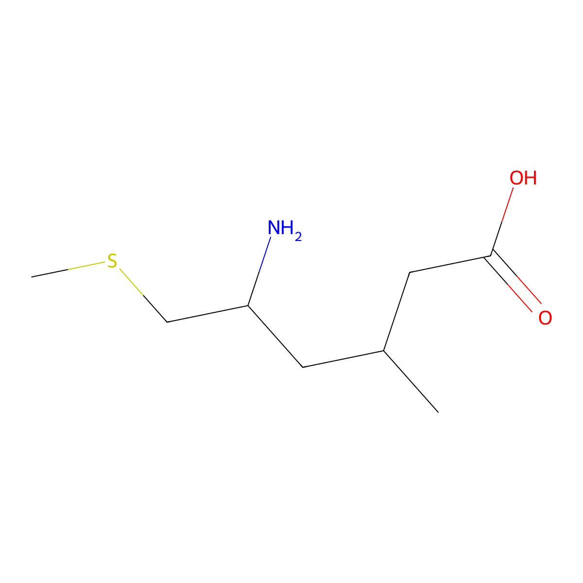 5-Amino-3-methyl-6-(methylsulfanyl)hexanoic acid molecular structure, CAS 2060034-07-1