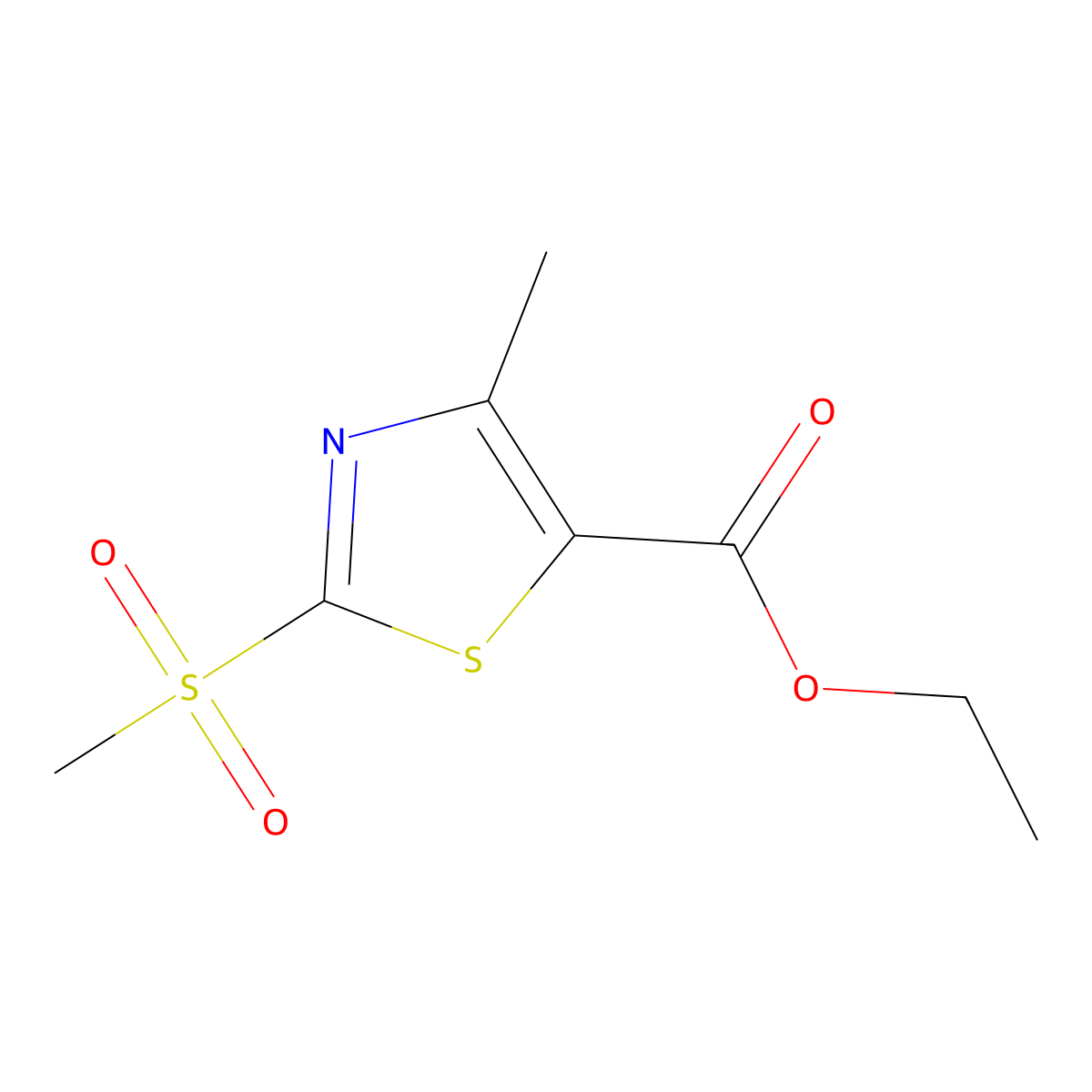 Ethyl 2-methanesulfonyl-4-methyl-1,3-thiazole-5-carboxylate molecular structure, CAS 2060034-10-6