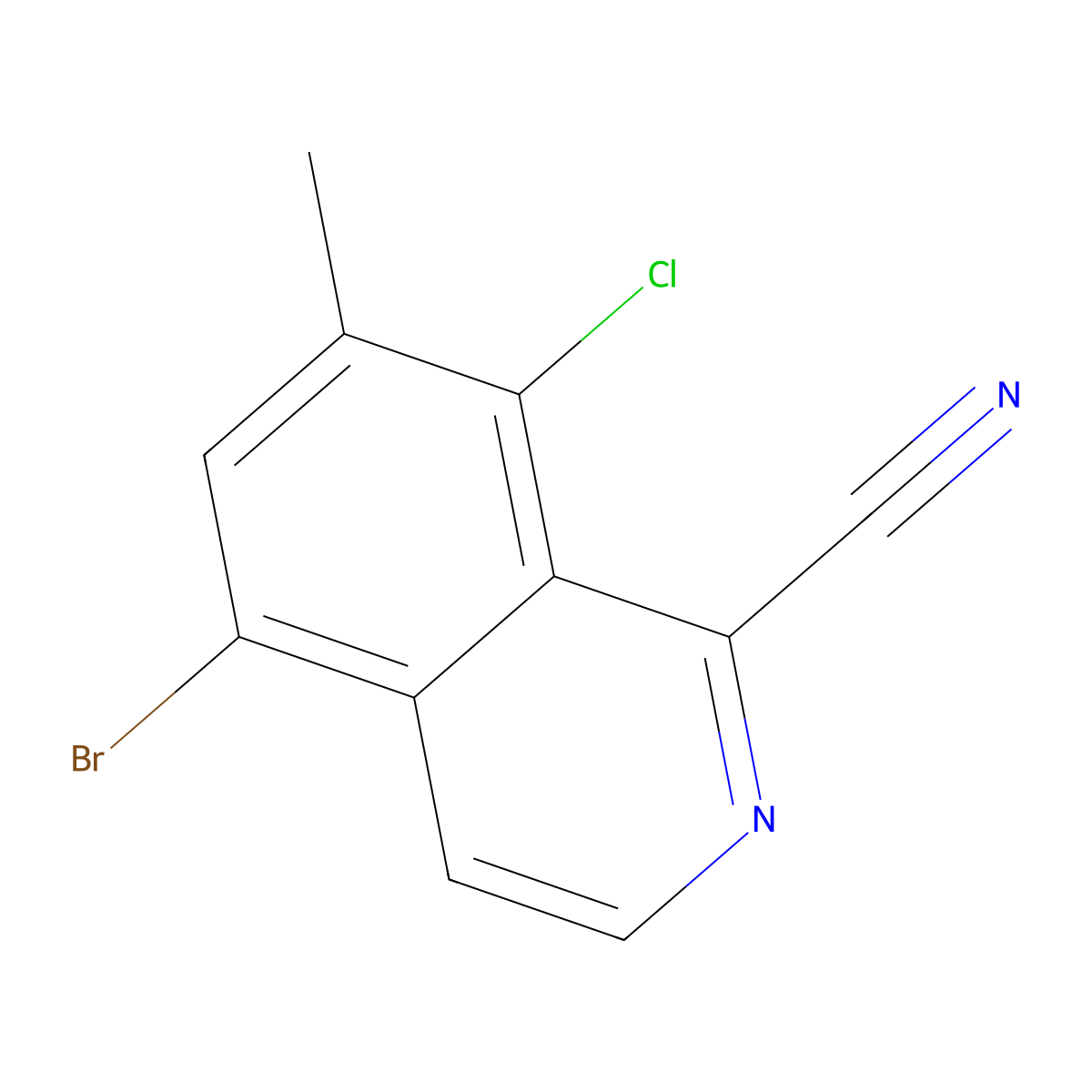 5-Bromo-8-chloro-7-methylisoquinoline-1-carbonitrile molecular structure, CAS 2060034-14-0