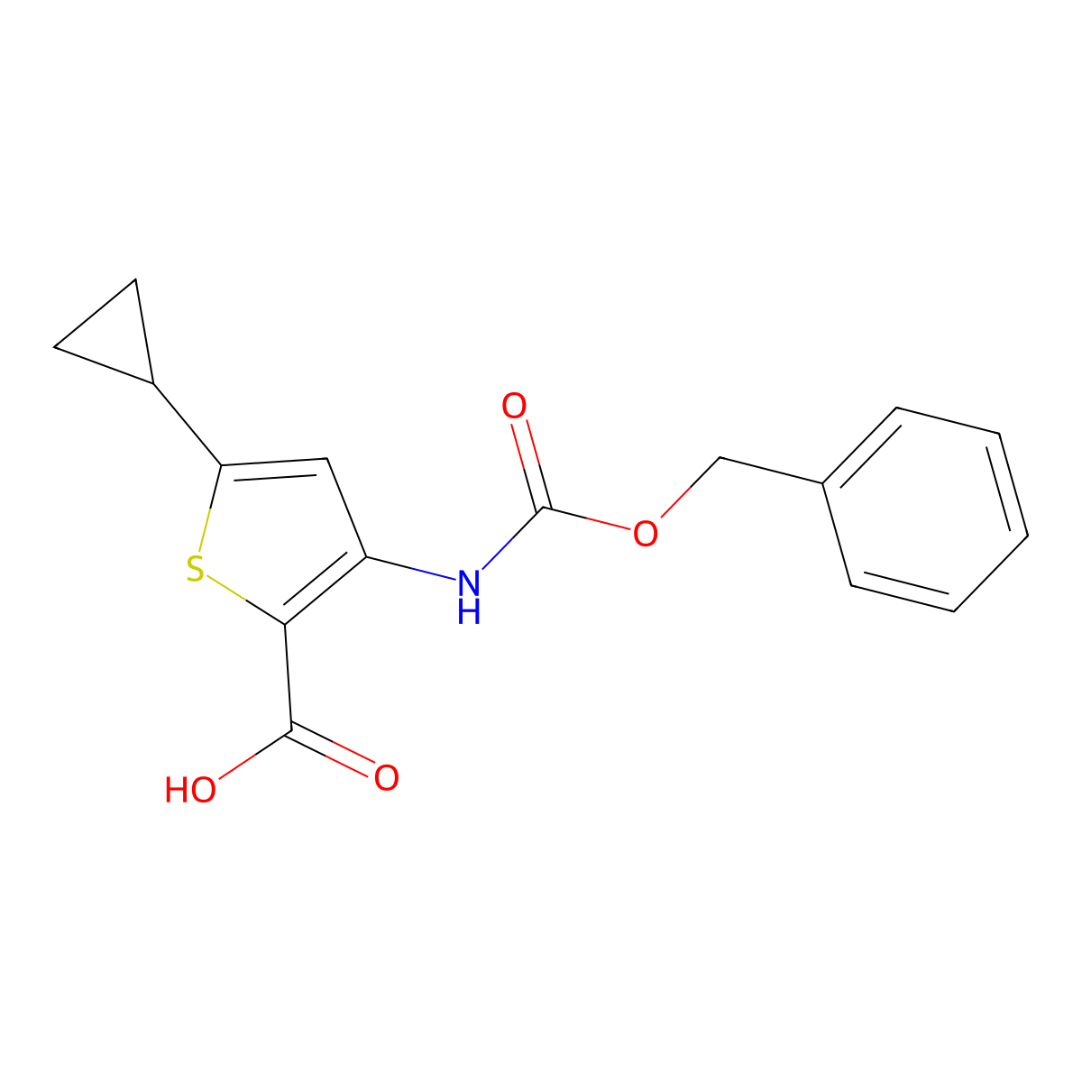 3-{[(Benzyloxy)carbonyl]amino}-5-cyclopropylthiophene-2-carboxylic acid molecular structure, CAS 2060034-19-5