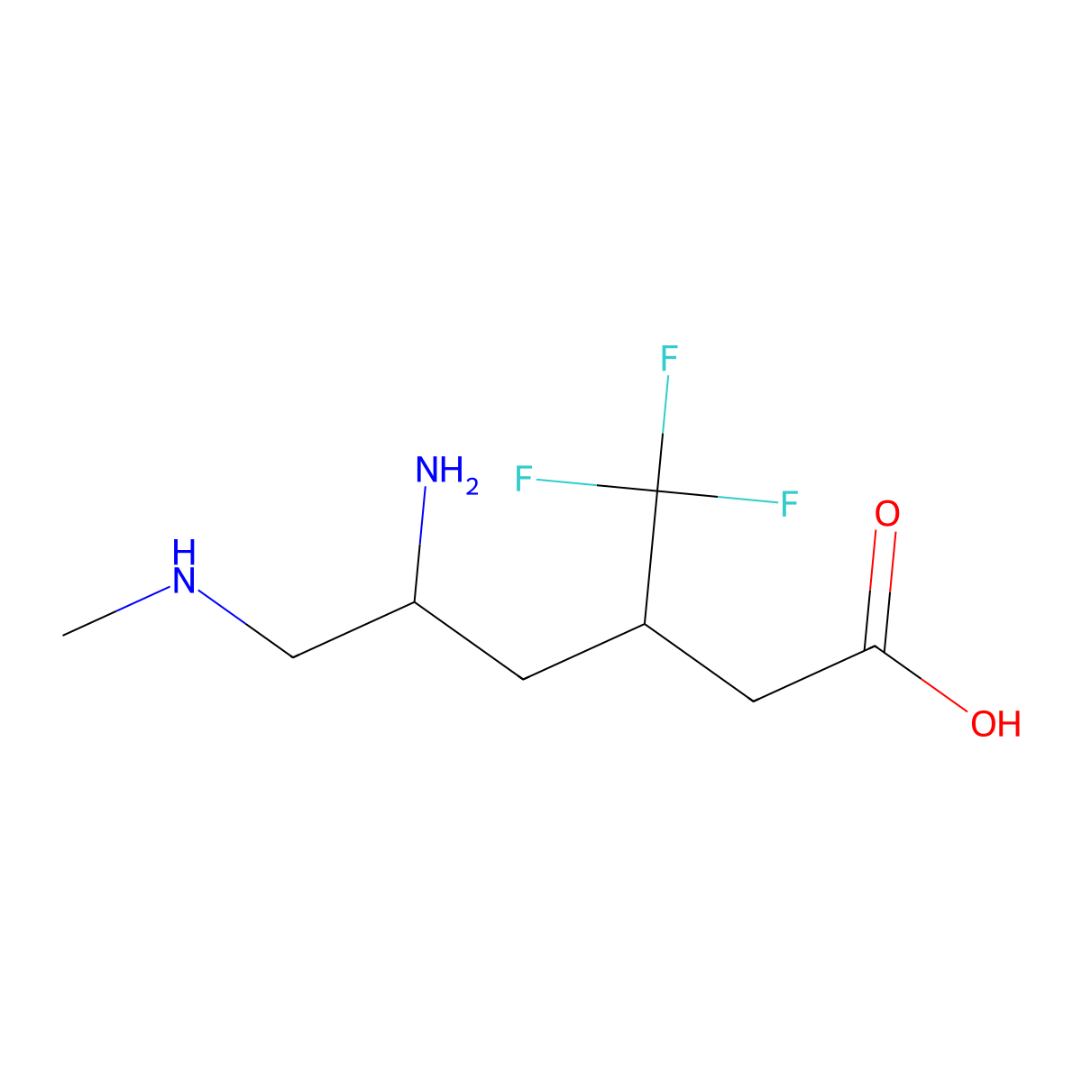 5-Amino-6-(methylamino)-3-(trifluoromethyl)hexanoic acid molecular structure, CAS 2060034-22-0