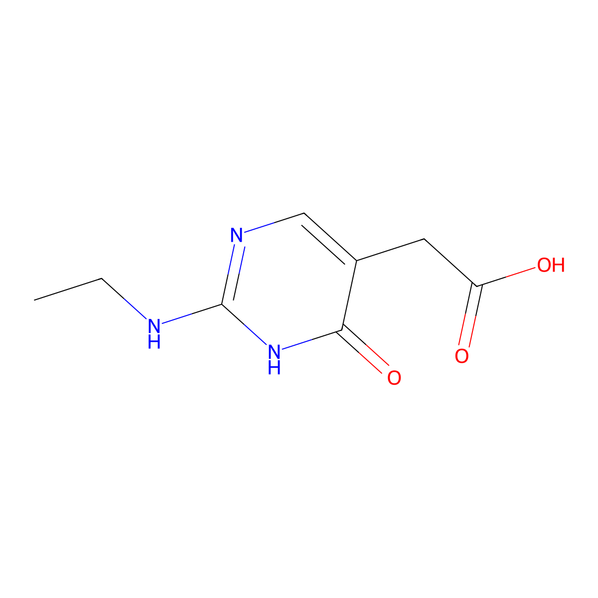 2-[2-(Ethylamino)-6-oxo-1,6-dihydropyrimidin-5-yl]acetic acid molecular structure, CAS 2060034-25-3