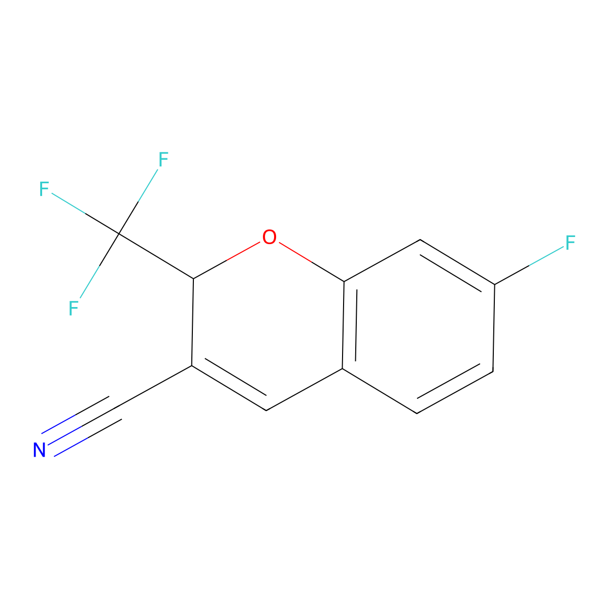 7-Fluoro-2-(trifluoromethyl)-2H-chromene-3-carbonitrile molecular structure, CAS 2060034-35-5