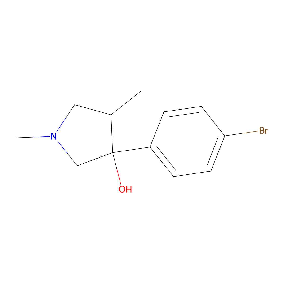 3-(4-Bromophenyl)-1,4-dimethylpyrrolidin-3-ol molecular structure, CAS 2060034-40-2