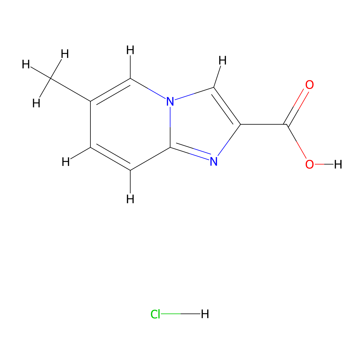 6-Methylimidazo(1,2-a)pyridine-2-carboxylic acid hydrochloride molecular structure, CAS 2060034-47-9