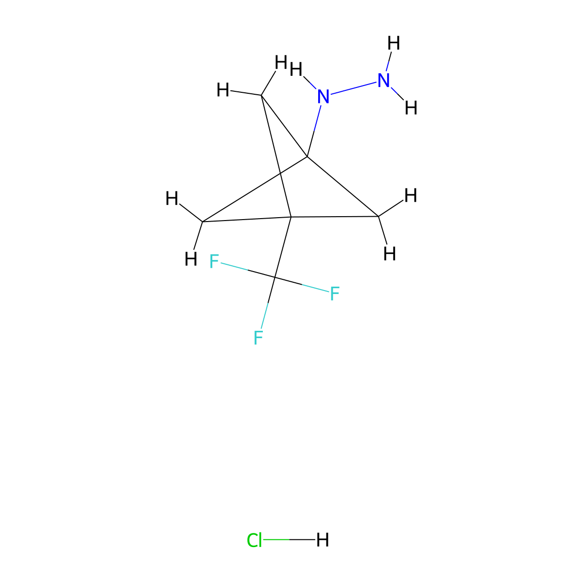 [3-(Trifluoromethyl)bicyclo[1.1.1]pentan-1-yl]hydrazine hydrochloride molecular structure, CAS 2060034-68-4