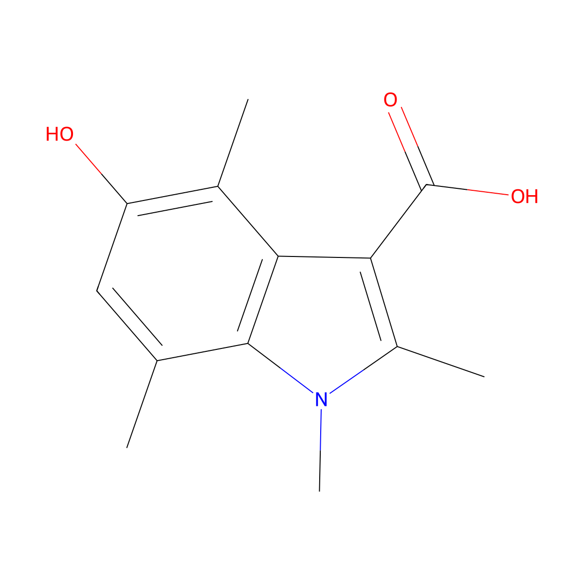 5-Hydroxy-1,2,4,7-tetramethyl-1H-indole-3-carboxylic acid molecular structure, CAS 2060034-73-1