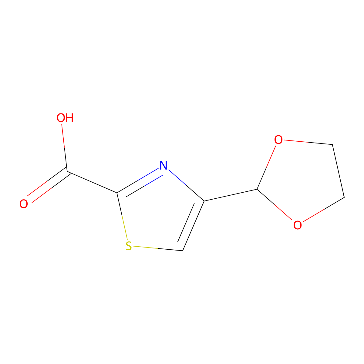 4-(1,3-Dioxolan-2-yl)-1,3-thiazole-2-carboxylic acid molecular structure, CAS 2060034-80-0