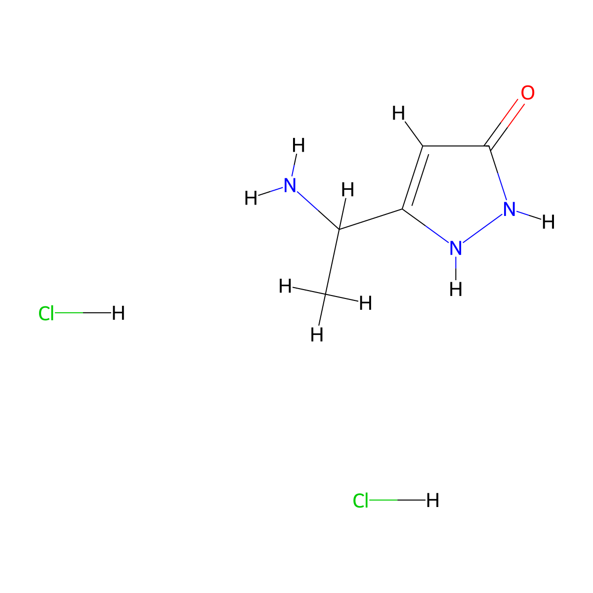 5-(1-aminoethyl)-2,3-dihydro-1H-pyrazol-3-one dihydrochloride molecular structure, CAS 2060035-06-3