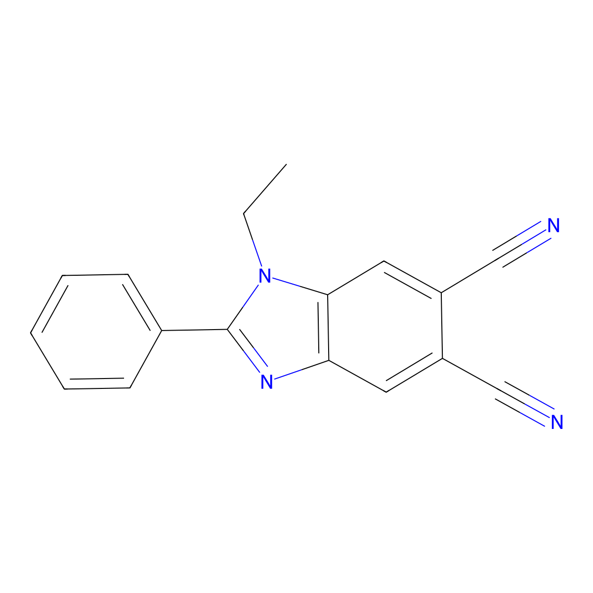 1-Ethyl-2-phenyl-1H-1,3-benzodiazole-5,6-dicarbonitrile molecular structure, CAS 2060035-08-5