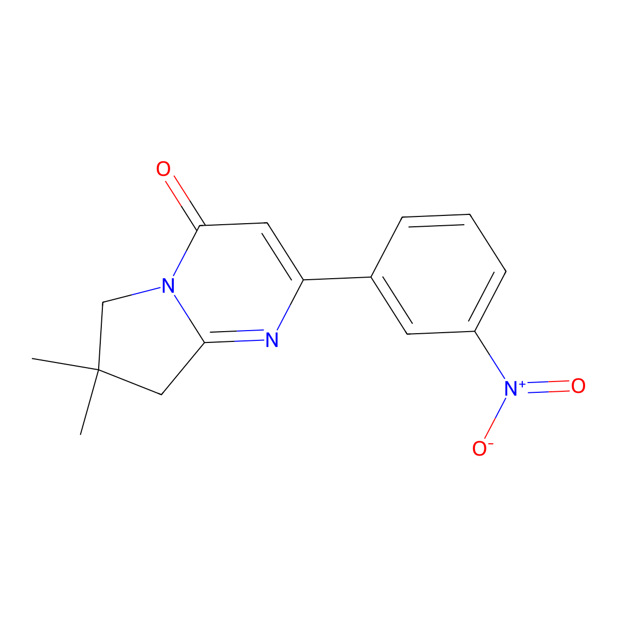 7,7-Dimethyl-2-(3-nitrophenyl)-4H,6H,7H,8H-pyrrolo[1,2-a]pyrimidin-4-one molecular structure, CAS 2060035-10-9