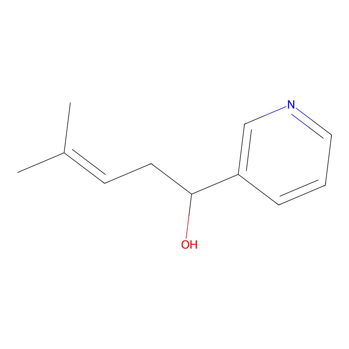 4-Methyl-1-(pyridin-3-yl)pent-3-en-1-ol molecular structure, CAS 2060035-19-8