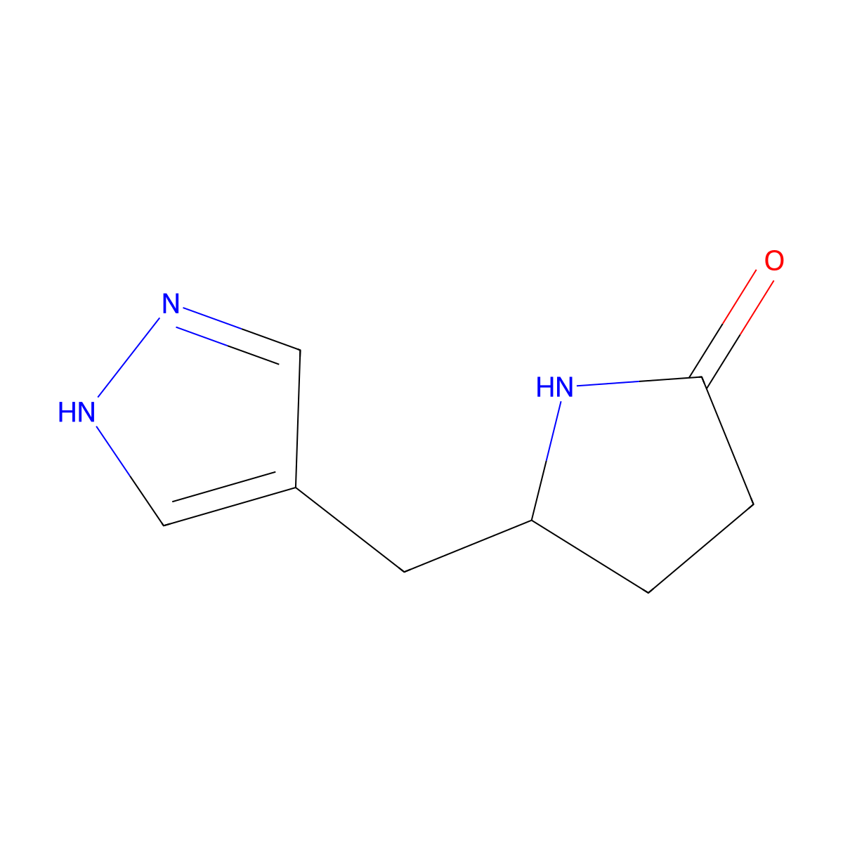 5-[(1H-Pyrazol-4-yl)methyl]pyrrolidin-2-one molecular structure, CAS 2060035-21-2