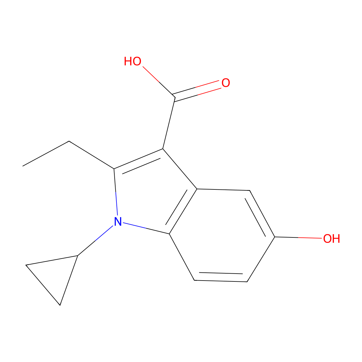 1-Cyclopropyl-2-ethyl-5-hydroxy-1H-indole-3-carboxylic acid molecular structure, CAS 2060035-23-4