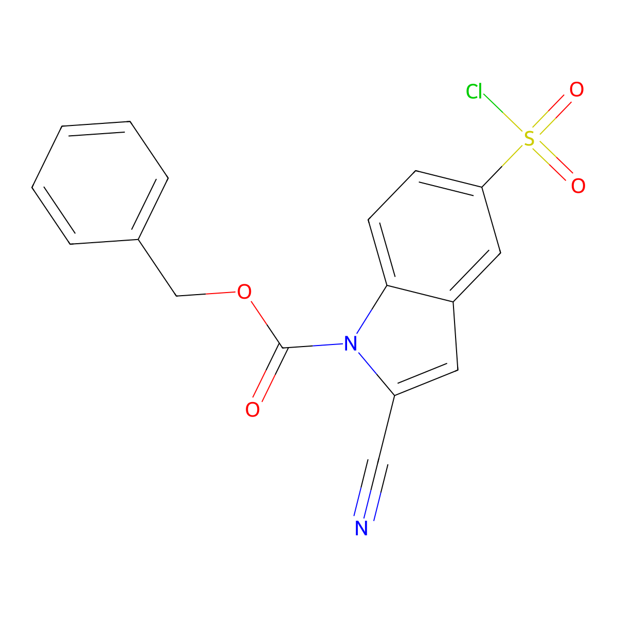 Benzyl 5-(chlorosulfonyl)-2-cyano-1H-indole-1-carboxylate molecular structure, CAS 2060035-32-5