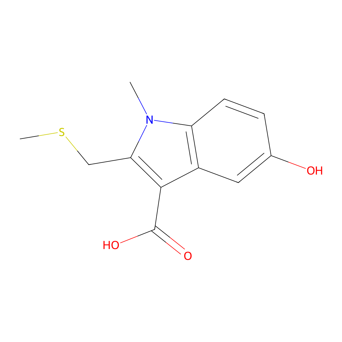 5-Hydroxy-1-methyl-2-[(methylsulfanyl)methyl]-1H-indole-3-carboxylic acid molecular structure, CAS 2060035-33-6