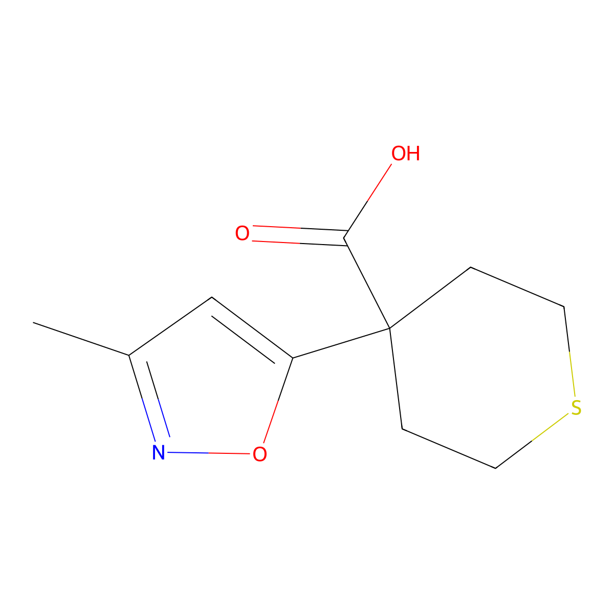 4-(3-Methyl-1,2-oxazol-5-yl)thiane-4-carboxylic acid molecular structure, CAS 2060035-40-5