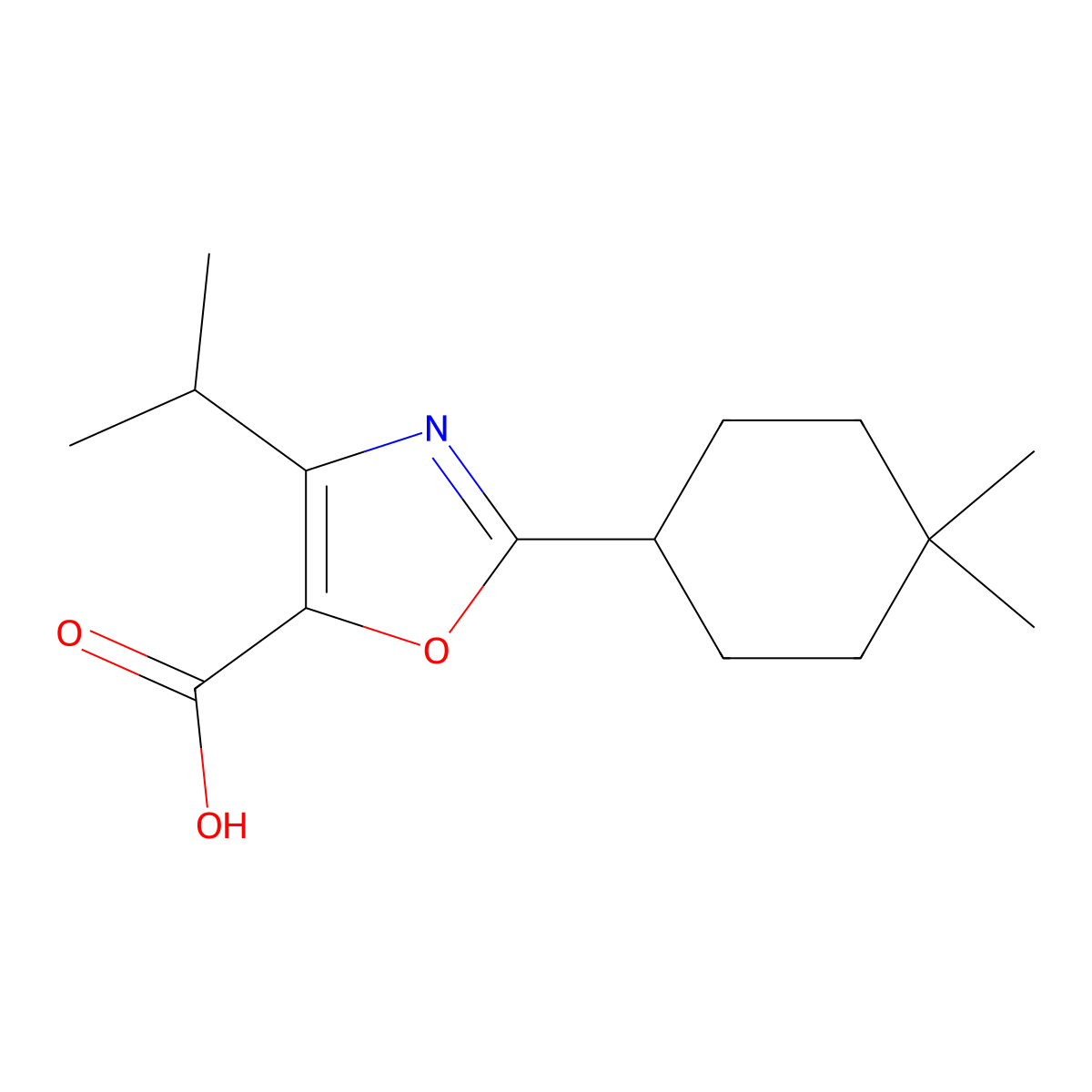 2-(4,4-Dimethylcyclohexyl)-4-(propan-2-yl)-1,3-oxazole-5-carboxylic acid molecular structure, CAS 2060035-68-7