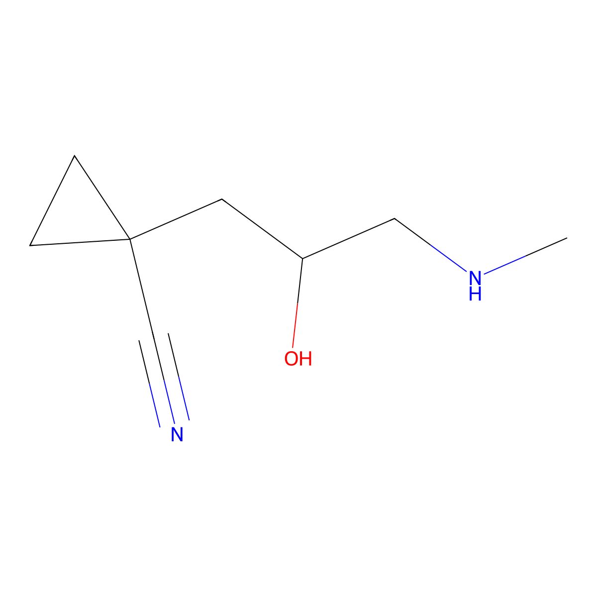 1-[2-Hydroxy-3-(methylamino)propyl]cyclopropane-1-carbonitrile molecular structure, CAS 2060035-88-1