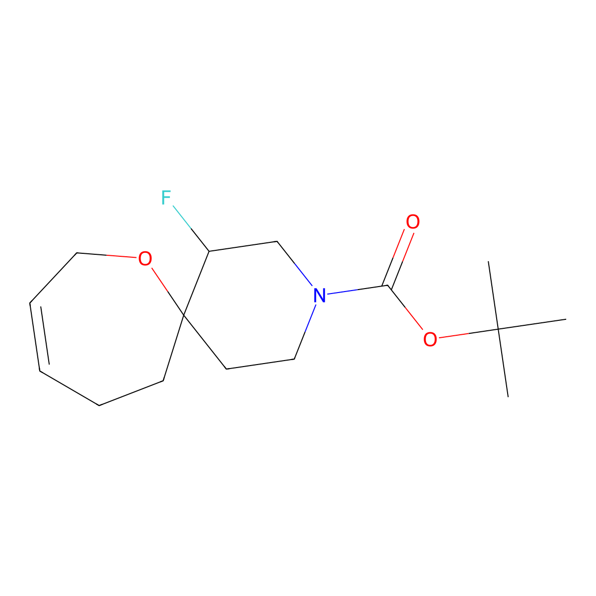 tert-Butyl 1-fluoro-7-oxa-3-azaspiro[5.6]dodec-9-ene-3-carboxylate molecular structure, CAS 2060035-95-0