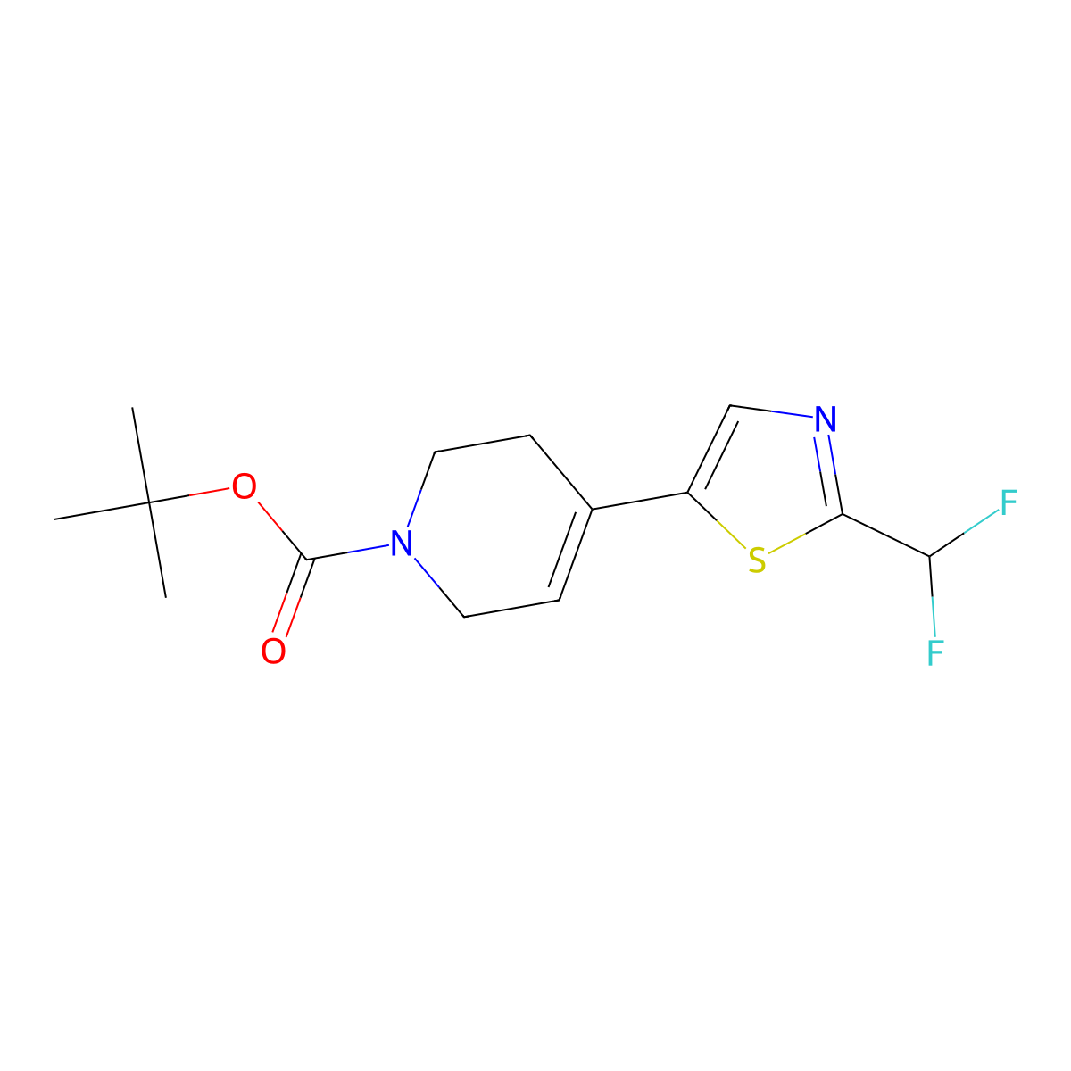 tert-Butyl 4-[2-(difluoromethyl)-1,3-thiazol-5-yl]-1,2,3,6-tetrahydropyridine-1-carboxylate molecular structure, CAS 2060036-01-1