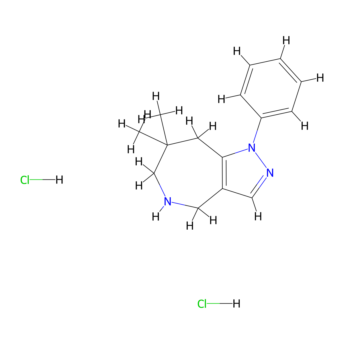 7,7-dimethyl-1-phenyl-1H,4H,5H,6H,7H,8H-pyrazolo[4,3-c]azepine dihydrochloride molecular structure, CAS 2060036-05-5
