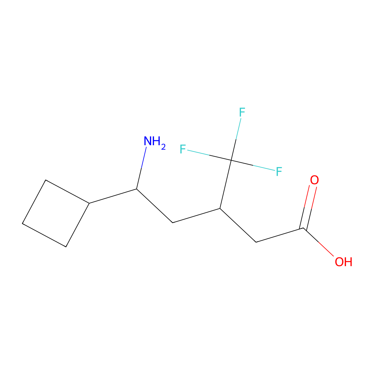 5-Amino-5-cyclobutyl-3-(trifluoromethyl)pentanoic acid molecular structure, CAS 2060036-08-8