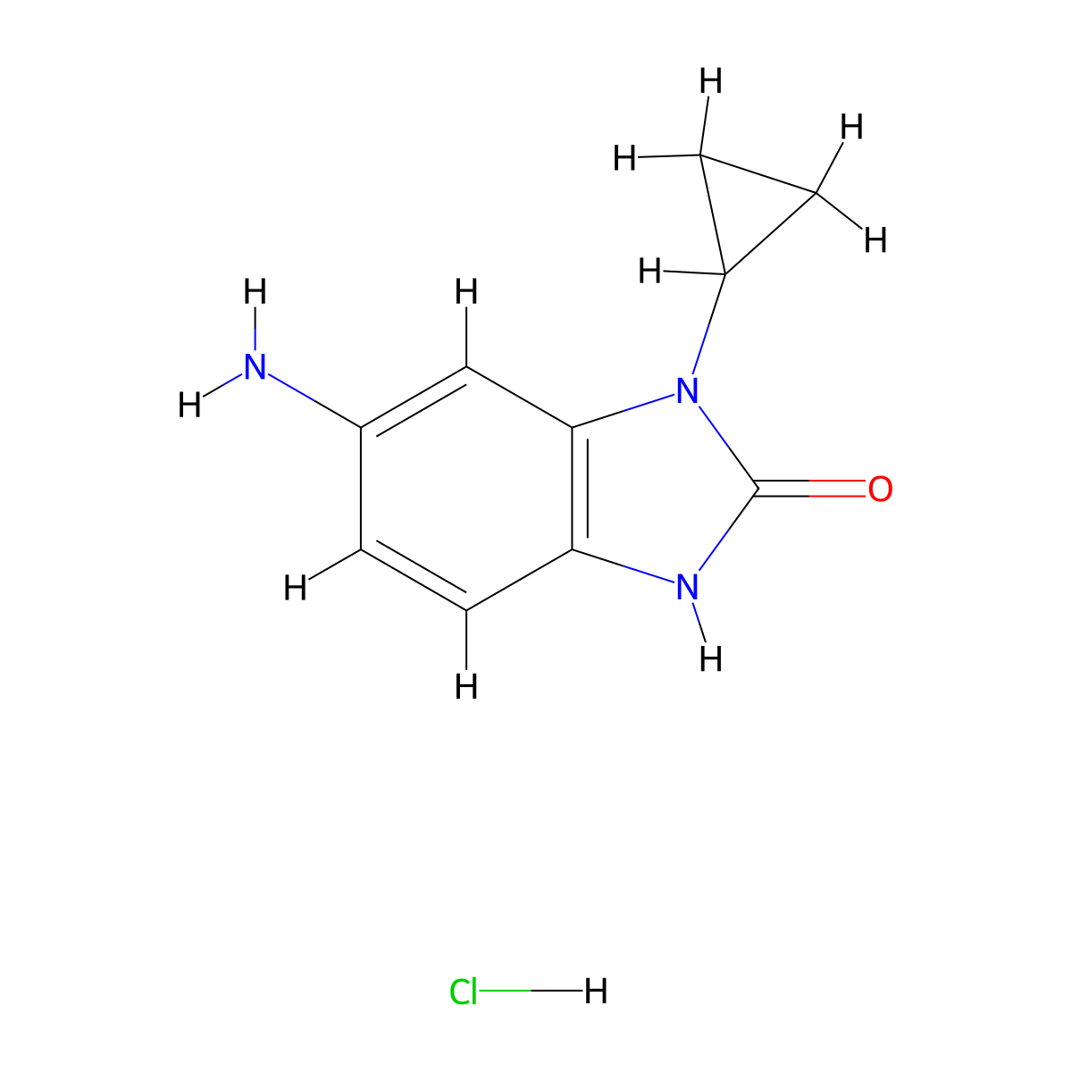 6-amino-1-cyclopropyl-1H-1,3-benzodiazol-2-ol hydrochloride molecular structure, CAS 2060036-16-8