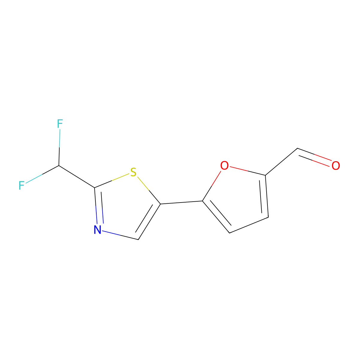 5-[2-(Difluoromethyl)-1,3-thiazol-5-yl]furan-2-carbaldehyde molecular structure, CAS 2060036-19-1