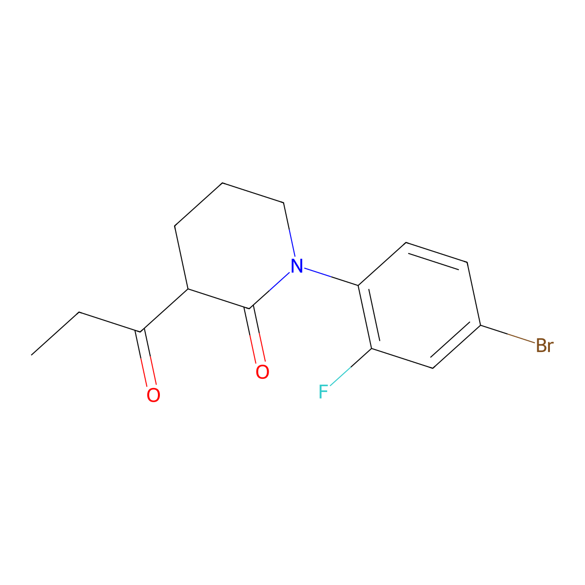1-(4-Bromo-2-fluorophenyl)-3-propanoylpiperidin-2-one molecular structure, CAS 2060036-22-6