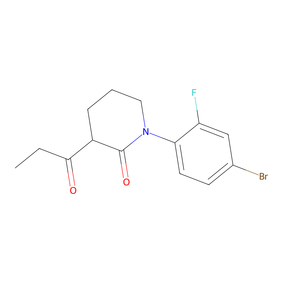 1-(4-Bromo-2-fluorophenyl)-3-propanoylpiperidin-2-one molecular structure, CAS 2060036-22-6