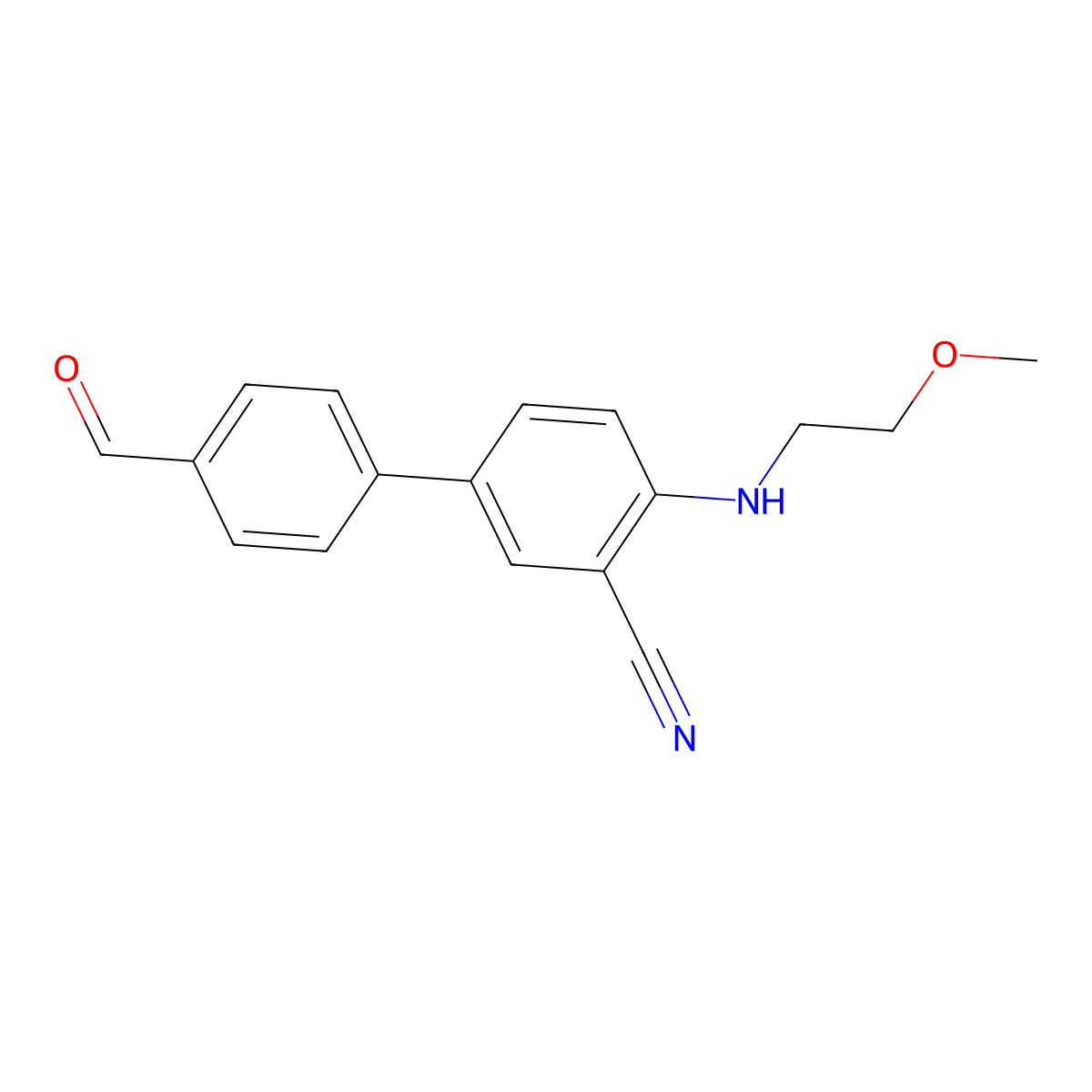 4'-Formyl-4-[(2-methoxyethyl)amino]-[1,1'-biphenyl]-3-carbonitrile molecular structure, CAS 2060036-30-6