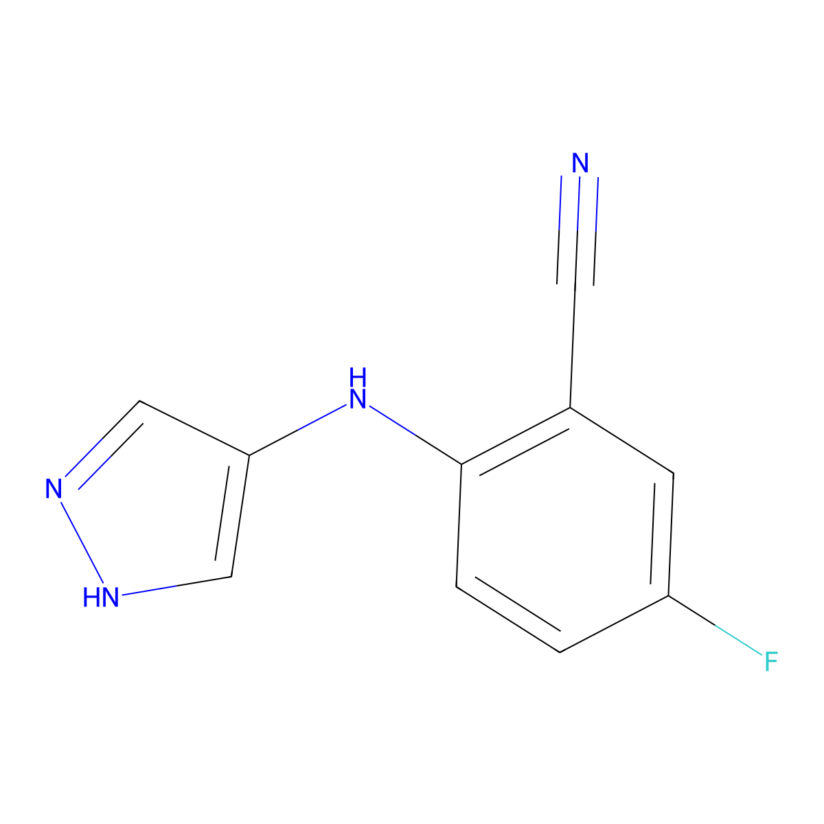 5-Fluoro-2-[(1H-pyrazol-4-yl)amino]benzonitrile molecular structure, CAS 2060036-31-7