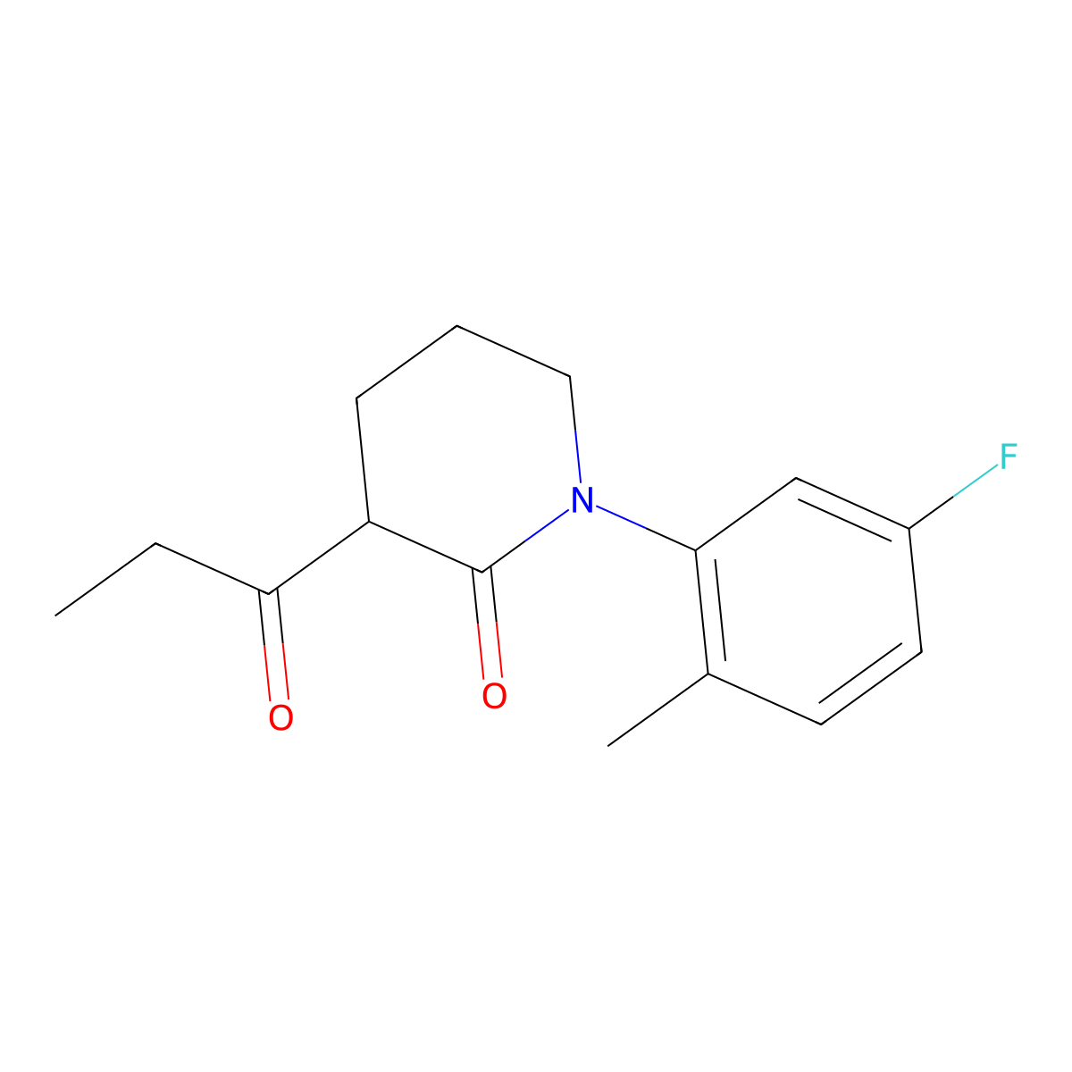 1-(5-Fluoro-2-methylphenyl)-3-propanoylpiperidin-2-one molecular structure, CAS 2060036-34-0