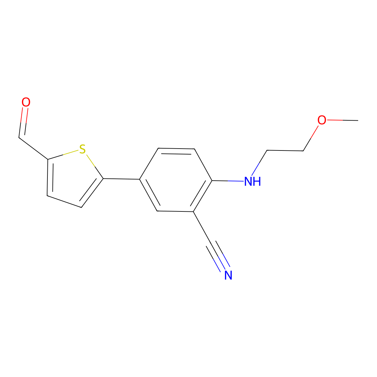 5-(5-Formylthiophen-2-yl)-2-[(2-methoxyethyl)amino]benzonitrile molecular structure, CAS 2060036-39-5