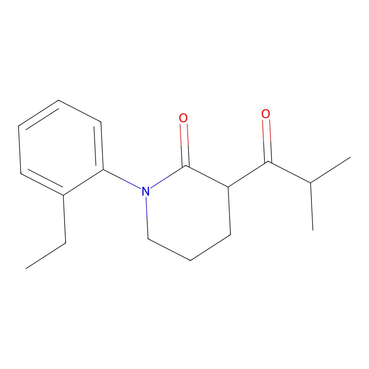 1-(2-Ethylphenyl)-3-(2-methylpropanoyl)piperidin-2-one molecular structure, CAS 2060036-41-9