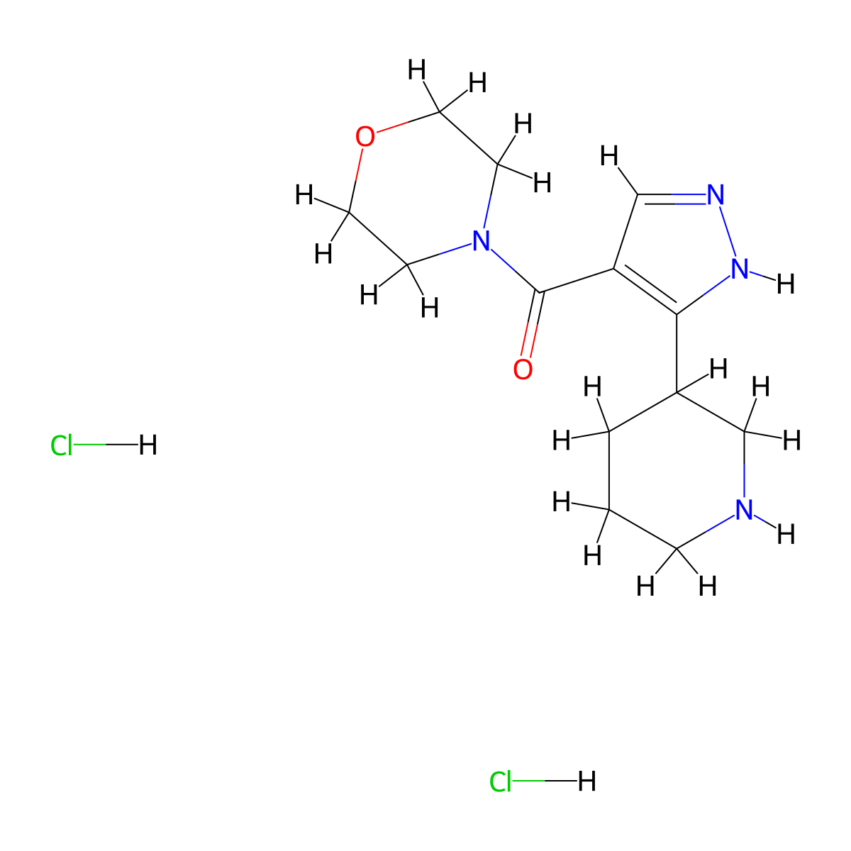 4-[3-(piperidin-3-yl)-1H-pyrazole-4-carbonyl]morpholine dihydrochloride molecular structure, CAS 2060036-42-0