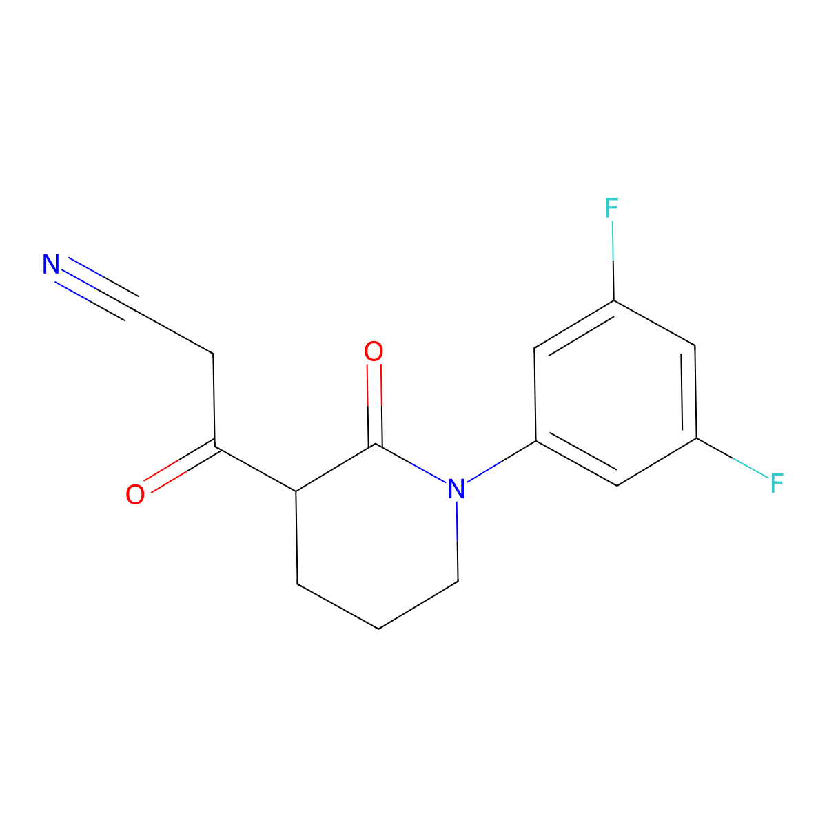 3-[1-(3,5-Difluorophenyl)-2-oxopiperidin-3-yl]-3-oxopropanenitrile molecular structure, CAS 2060036-46-4
