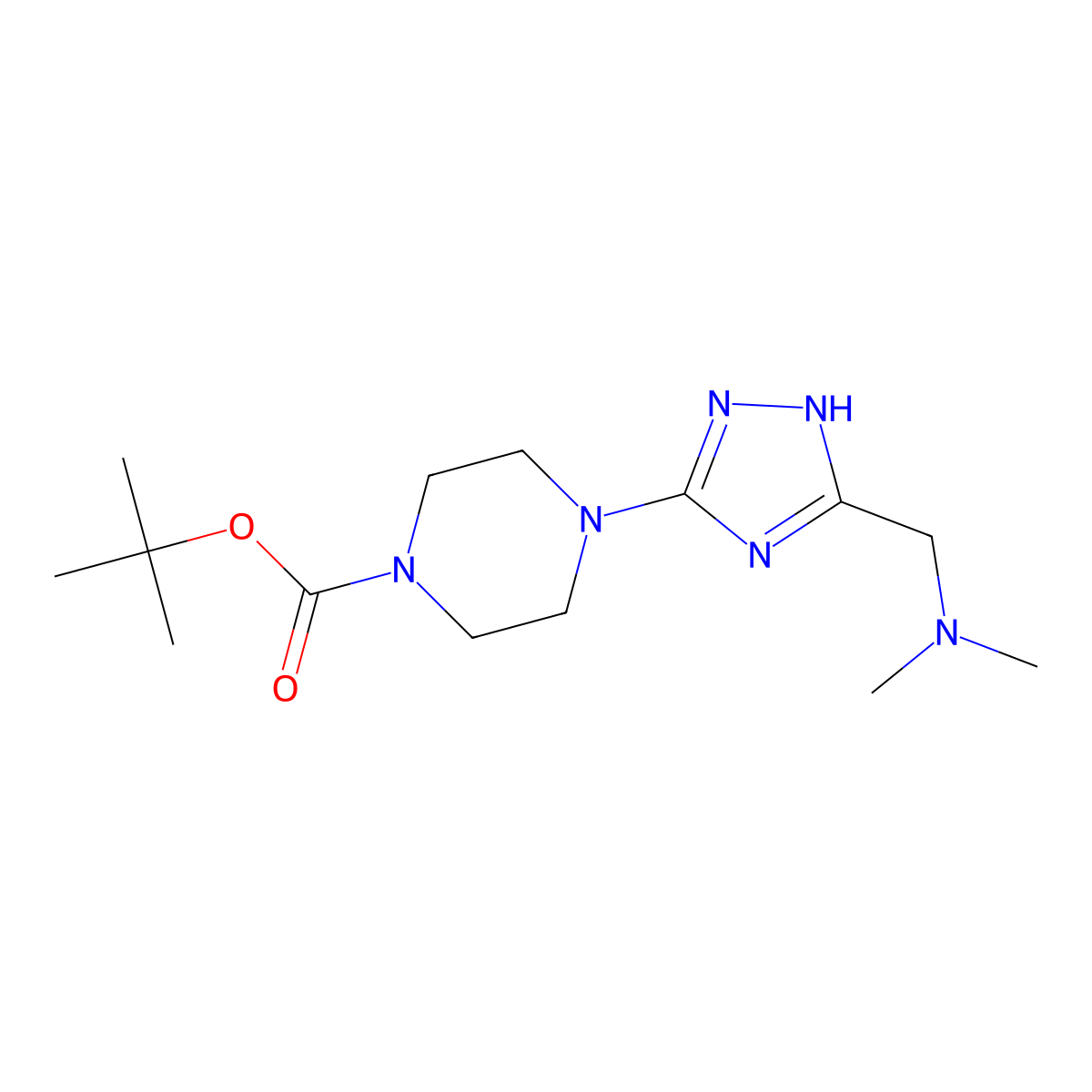 tert-Butyl 4-{5-[(dimethylamino)methyl]-1H-1,2,4-triazol-3-yl}piperazine-1-carboxylate molecular structure, CAS 2060036-47-5