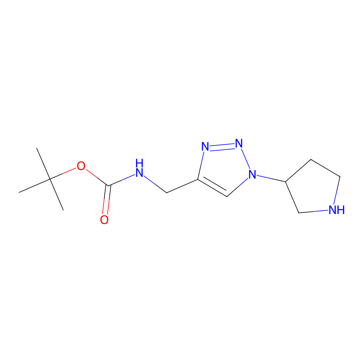 tert-butyl N-{[1-(pyrrolidin-3-yl)-1H-1,2,3-triazol-4-yl]methyl}carbamate molecular structure, CAS 2060036-48-6