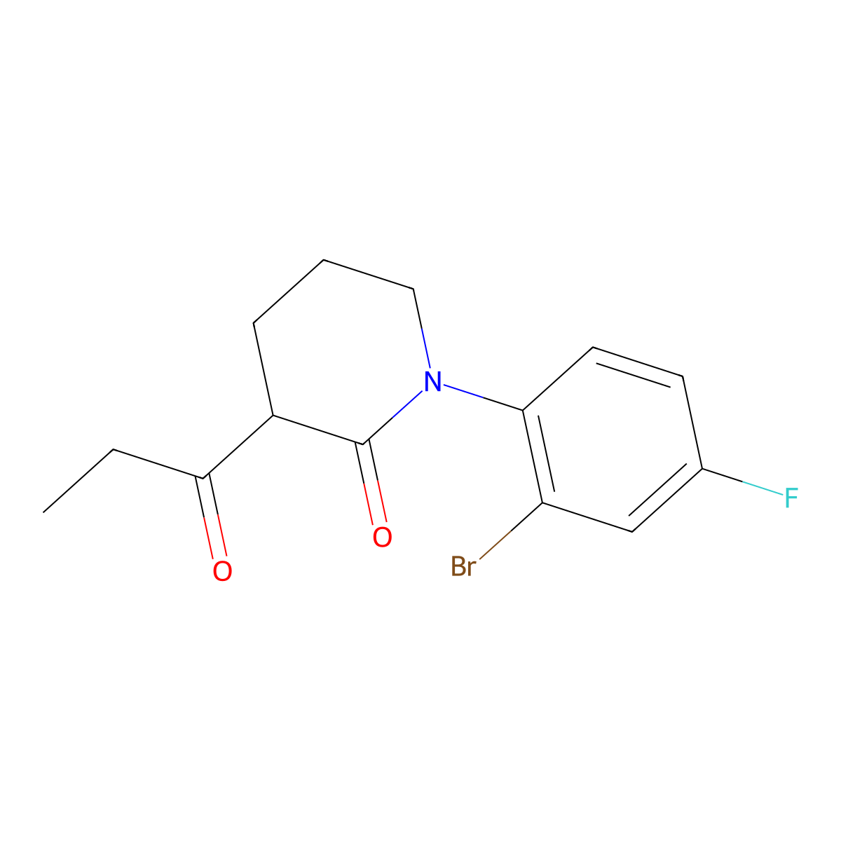 1-(2-Bromo-4-fluorophenyl)-3-propanoylpiperidin-2-one molecular structure, CAS 2060036-50-0