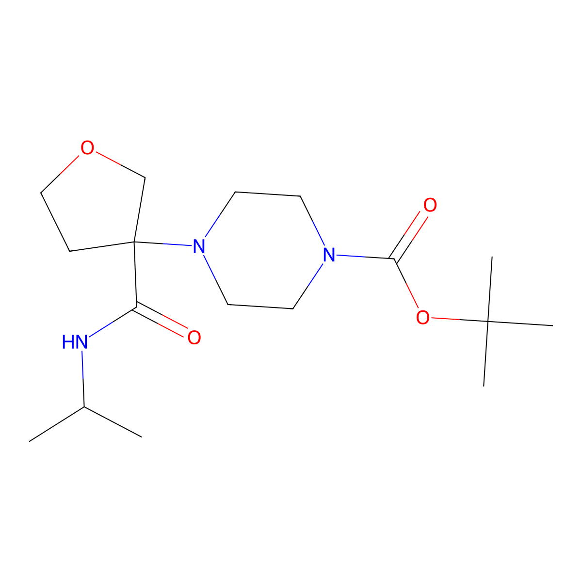 tert-Butyl 4-{3-[(propan-2-yl)carbamoyl]oxolan-3-yl}piperazine-1-carboxylate molecular structure, CAS 2060036-63-5